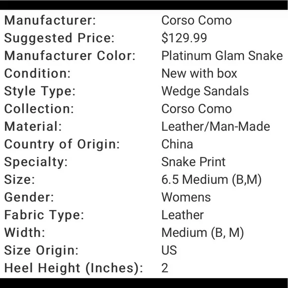 NWT corso como leather platinum pink snake slip on mules espadrille heel 6.5 - Picture 7 of 16